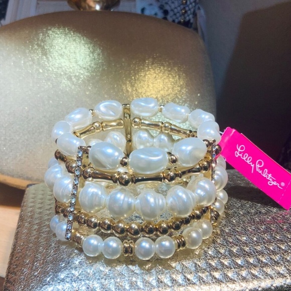 Lilly Pulitzer BRACELET NWT PEARL KISMET BEADED ⭐️  Stretch STUNNING!  ⭐️ - Picture 2 of 13